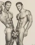 Mike Betts & Rick Wolfmier by Tom of Finland, Graphite on paper, sold Jun 2024