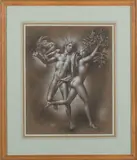 Gaston Goor, Allegory, Encre, craie et pastel sur papier