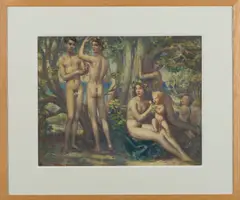 Gaston Goor, Allegory, Oil on cardboard