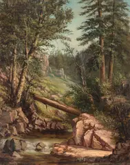 Stream in the Woods by William Franklin Jackson, oil on canvas laid to board, offered Dec 2024