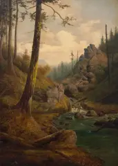 William Samuel Parrott, Mountain Canyon, oil on canvas