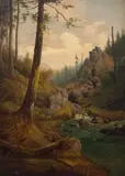 William Samuel Parrott, Mountain Canyon, oil on canvas