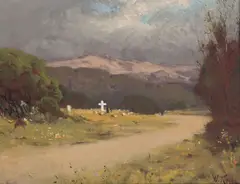 William Keith, Laurel Hill Cemetery, circa 1880, oil on board