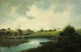 Henry Herman Cross, Dutch Landscape, oil on canvas laid to Masonite