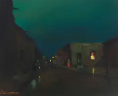 Santa Marina (Southwest Village Scene) by Will Sparks, oil on canvas, sold Dec 2024