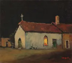Will Sparks, Old Adobe Chapel, Tia Juana (Tijuana), circa 1935, oil on canvas (lined)