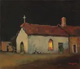 Will Sparks, Old Adobe Chapel, Tia Juana (Tijuana), circa 1935, oil on canvas (lined)