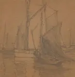Edgar Alwin Payne, Boats in a Harbor (a study), pencil on paper