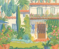 Hollywood House by Elsie Palmer Payne, gouache on paper, sold Dec 2024