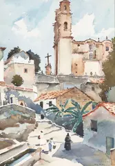 Philip Latimer Dike, Taxco, watercolor on paper