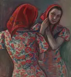 Donna N. Schuster, Reflections, Self-Portrait, oil on canvas