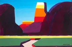 Conrad Buff, Colorful Desert Mountains, oil on board