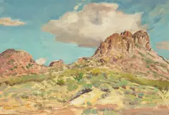 Paul Dougherty, Rocky Outcrop, oil on paper