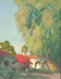 Rick Harper, Late Light - Mission Capistrano, oil on artist's board