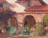 Meredith Brooks Abbott, Mission Courtyard, oil on canvas