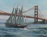 David Thimgan, Schooner Louise - Departing San Francisco, oil on board