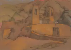 William Penhallow Henderson, Santuario, Chimayó, New Mexico, pastel and charcoal on paper