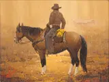 George Dee Smith, Rainy Day Cowboy, oil on panel