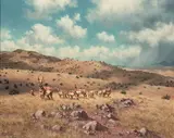 Fred Lucas, The Pronghorns, oil on canvas