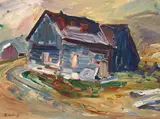 René Jean Richard, Sans Titre (Maison), oil on board