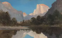 Jules Tavernier, Yosemite, Mt. Watkins and Half Dome, oil on canvas