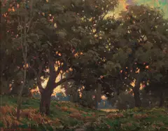 Live Oak, Sunset by Granville Redmond, oil on canvas, sold Dec 2024