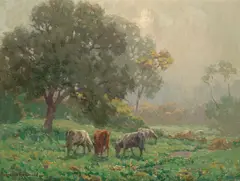 Cattle in Morning Light by Granville Redmond, oil on canvas, sold Dec 2024