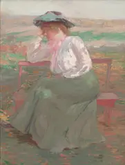 Seated Woman by Hanson Puthuff, oil on canvas, sold Dec 2024