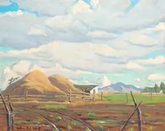 Arthur Hill Gilbert, Haystacks, oil on canvas