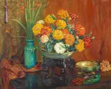 Ruth Peabody, Fresh Flowers, oil on canvas