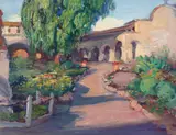 Joseph Kleitsch, Four O'clock (San Juan Capistrano Courtyard), oil on canvas
