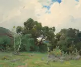 Anna Althea Hills, California Live Oaks (Orange County Park), oil on canvas