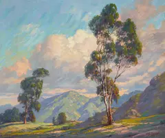 Eucalyptus and Clouds by Paul Grimm, oil on canvas, sold Dec 2024