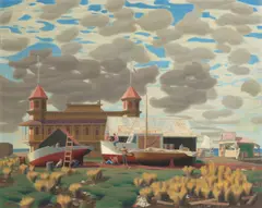 Waterfront, Key West by Charles Griffin Farr, 1941, egg tempera on Masonite, sold Dec 2024
