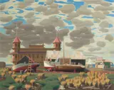 Charles Griffin Farr, Waterfront, Key West, 1941, egg tempera on Masonite