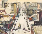 Millard Sheets, Looking Down Broadway (Los Angeles)