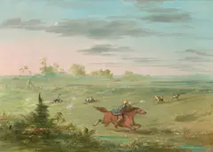 George Catlin, Ostrich Chase - Buenos Aires, oil on canvas