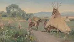 Henry Farny, Indian Encampment, oil on board