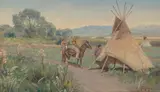 Henry Farny, Indian Encampment, oil on board