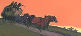 Maynard Dixon, Stagecoach, gouache on paperboard
