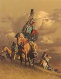 Frank McCarthy, Running off the Horses, oil on canvasboard