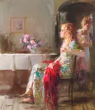 Giuseppe Dangelico Pino, Contemplation, oil on canvas
