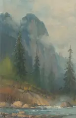 G., In the Sierras, oil on canvasboard