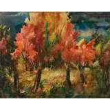 Howard Cook, Apple Orchard, watercolor on paper laid to board