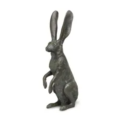 Mark Rossi, Jackrabbit, Lepus californicus Pose #3, Up on Hind Legs, bronze with grey-green patina