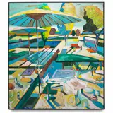 Roland Petersen, Picnic Tables with Two Parasols (September Luncheon)