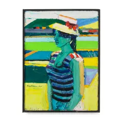 Roland Petersen, Girl with Hat, 1969, oil and Rhoplex on canvas