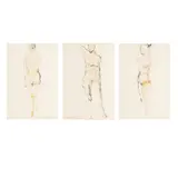 Manuel Neri, Group of three works on paper, 2005, charcoal and water-based pigments on paper
