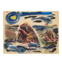 Untitled by Wayne Thiebaud, 1950, watercolor on paper, sold Sep 2024