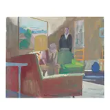 Paul Wonner, Room with Two Men and Painting, circa 1964, gouache on paper
